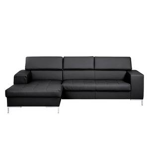 Ecksofa Prugna Echtleder Schwarz - Longchair links