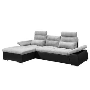 Ecksofa Puntiro (mit Schlaffunktion) Kunstleder / Webstoff - KunstlederLilo / Strukturstoff Satur: Schwarz / Platin