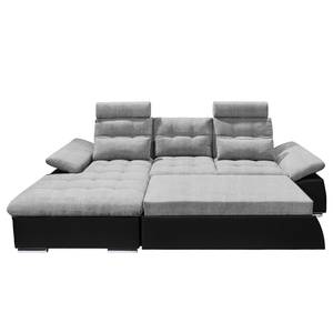 Ecksofa Puntiro (mit Schlaffunktion) Kunstleder / Webstoff - KunstlederLilo / Strukturstoff Satur: Schwarz / Platin