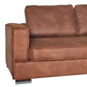 Ecksofa Qrendi (mit Schlaffunktion) Antiklederlook - Braun - Longchair davorstehend rechts