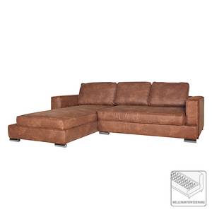 Ecksofa Qrendi (mit Schlaffunktion) Antiklederlook - Braun - Longchair davorstehend links