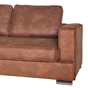 Ecksofa Qrendi (mit Schlaffunktion) Antiklederlook - Braun - Longchair davorstehend links