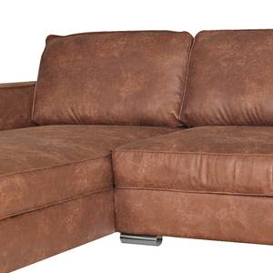 Ecksofa Qrendi (mit Schlaffunktion) Antiklederlook - Braun - Longchair davorstehend links