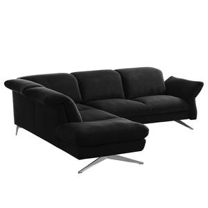 Ecksofa Radway Flachgewebe Schwarz - Ottomane davorstehend links