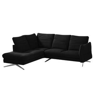 Ecksofa Radway Flachgewebe Schwarz - Ottomane davorstehend links