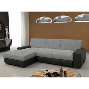 Ecksofa Ravan Strukturstoff / Kunstleder Strukturstoff / Kunstleder - Grau / Schwarz - Longchair davorstehend links - Keine Funktion