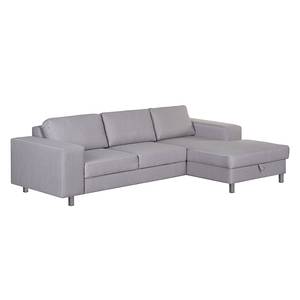 Ecksofa Recife mit Schlaffunktion - Webstoff - Grau - Longchair davorstehend rechts