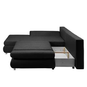 Ecksofa Rexburg mit Schlaffunktion & LED - Schwarz - Longchair davorstehend links