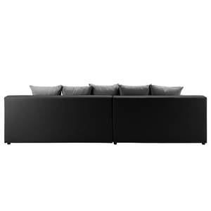 Ecksofa Rexburg mit Schlaffunktion & LED - Schwarz / Grau - Longchair davorstehend links