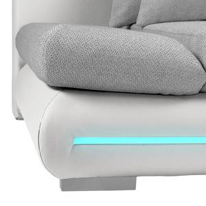 Ecksofa Rexburg mit Schlaffunktion & LED - Weiß / Hellgrau - Longchair davorstehend links