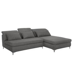 Ecksofa Rockford II Webstoff Grau - Longchair davorstehend rechts