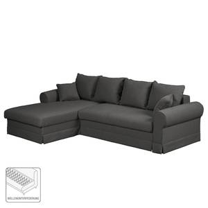 Ecksofa Summer Romance mit Schlaffunktion - Webstoff - Dunkelgrau - Longchair davorstehend links