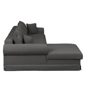 Ecksofa Summer Romance mit Schlaffunktion - Webstoff - Dunkelgrau - Longchair davorstehend links