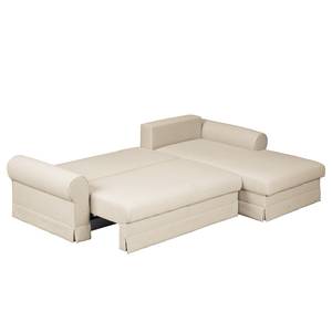 Ecksofa Summer Romance mit Schlaffunktion - Webstoff - Hellbeige - Longchair davorstehend rechts