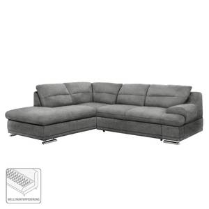 Ecksofa Rollin Microfaser - Lichtgrau - Ottomane davorstehend links - Schlaffunktion - Bettkasten