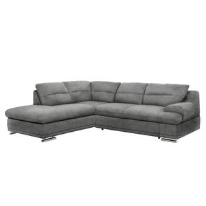 Ecksofa Rollin Microfaser - Lichtgrau - Ottomane davorstehend links - Keine Funktion