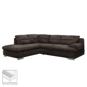 Ecksofa Rollin Microfaser - Kokosnuss Braun - Ottomane davorstehend links - Keine Funktion