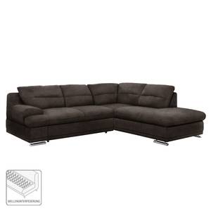 Ecksofa Rollin Microfaser - Kokosnuss Braun - Ottomane davorstehend rechts - Schlaffunktion - Bettkasten