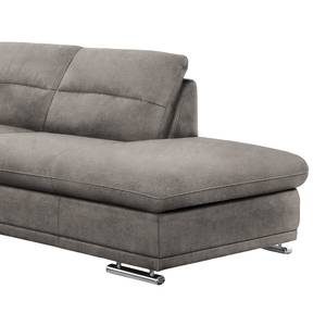 Ecksofa Rollin Microfaser - Cappuccino - Ottomane davorstehend rechts - Keine Funktion