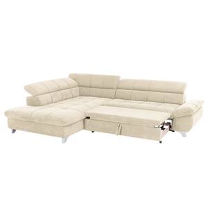 Hoekbank Rosala microvezel - Ottoman vooraanzicht links - Met slaapfunctie - Licht beige - Licht beige - Ottomaan vooraanzicht links - Slaapfunctie