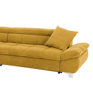 Canapé d'angle Rosala Microfibre - Jaune moutarde - Méridienne longue à gauche (vue de face) - Fonction couchage