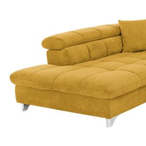Canapé d'angle Rosala Microfibre - Jaune moutarde - Méridienne longue à gauche (vue de face) - Fonction couchage