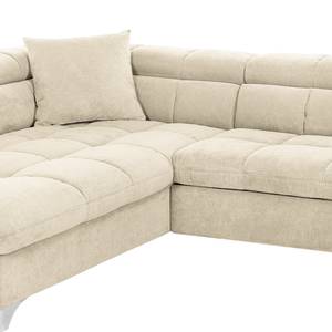 Ecksofa Rosala Microfaser - Hellbeige - Ottomane davorstehend links - Keine Funktion