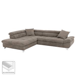 Ecksofa Rosala Microfaser - Latte Macchiato - Ottomane davorstehend links - Keine Funktion