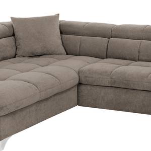 Ecksofa Rosala Microfaser - Latte Macchiato - Ottomane davorstehend links - Keine Funktion