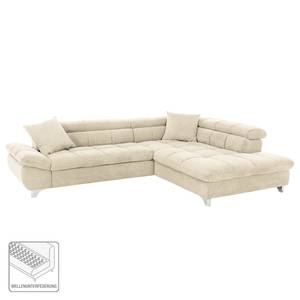 Ecksofa Rosala Microfaser - Hellbeige - Ottomane davorstehend rechts - Keine Funktion