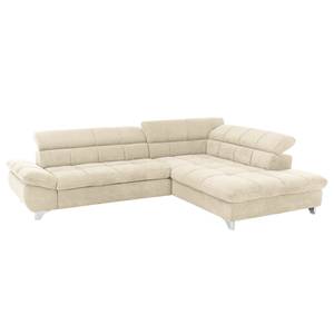 Ecksofa Rosala Microfaser - Hellbeige - Ottomane davorstehend rechts - Keine Funktion