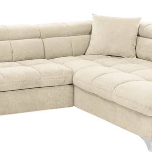 Ecksofa Rosala Microfaser - Hellbeige - Ottomane davorstehend rechts - Keine Funktion