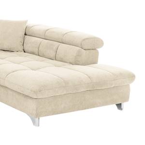 Ecksofa Rosala Microfaser - Hellbeige - Ottomane davorstehend rechts - Keine Funktion