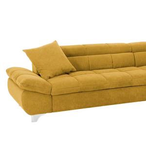Canapé d'angle Rosala Microfibre - Jaune moutarde - Méridienne longue à droite (vue de face) - Sans fonction