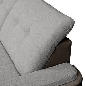 Ecksofa Roseboro mit Schlaffunktion - Kunstleder/ Strukturstoff - Braun / Grau - Longchair davorstehend rechts