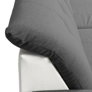Ecksofa Roseboro mit Schlaffunktion - Kunstleder/ Strukturstoff - Weiß / Dunkelgrau - Longchair davorstehend links