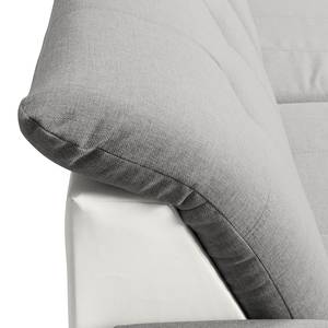 Canapé d'angle Roseboro (convertible) Imitation cuir / Tissu structuré - Blanc / Gris clair - Méridienne courte à gauche (vue de face)