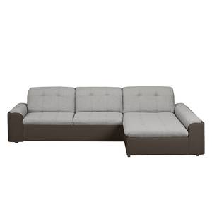 Ecksofa Roseboro mit Schlaffunktion - Kunstleder/ Strukturstoff - Braun / Grau - Longchair davorstehend rechts