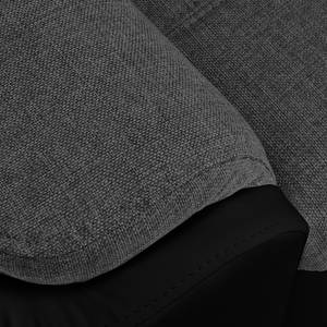 Canapé d'angle Roseboro (convertible) Imitation cuir / Tissu structuré - Noir / Gris foncé - Méridienne courte à droite (vue de face)