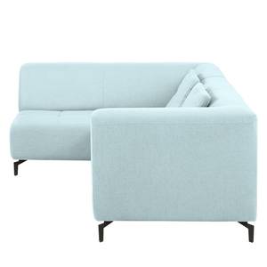 Canapé d'angle Rosewood Tissu - Bleu pastel - Méridienne longue à gauche (vue de face) - Avec repose-pieds