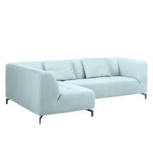 Canapé d'angle Rosewood Tissu - Bleu pastel - Méridienne longue à gauche (vue de face) - Avec repose-pieds