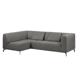 Ecksofa Rosewood Webstoff Rauchgrau - Ottomane davorstehend links - Mit Hocker