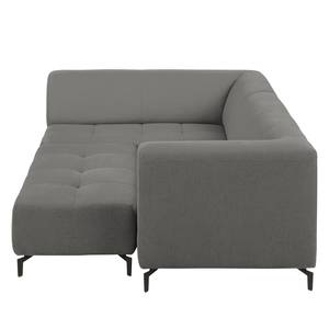 Ecksofa Rosewood Webstoff Rauchgrau - Ottomane davorstehend links - Mit Hocker