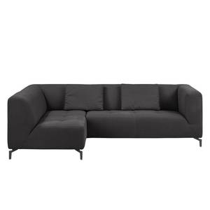 Ecksofa Rosewood Webstoff Dunkelgrau - Ottomane davorstehend links - Ohne Hocker