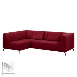 Ecksofa Rosewood Webstoff Kirschrot - Ottomane davorstehend links - Ohne Hocker