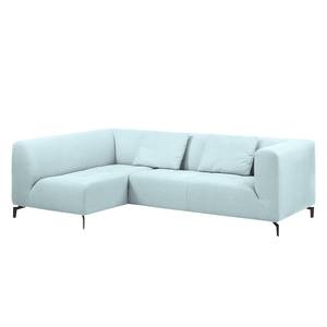 Ecksofa Rosewood Webstoff Pastellblau - Ottomane davorstehend links - Ohne Hocker