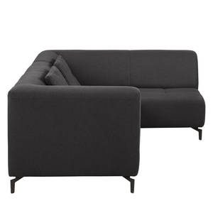 Ecksofa Rosewood Webstoff Dunkelgrau - Ottomane davorstehend rechts - Mit Hocker