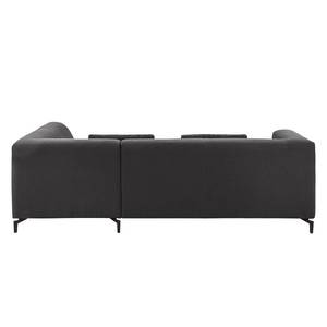 Ecksofa Rosewood Webstoff Dunkelgrau - Ottomane davorstehend rechts - Mit Hocker