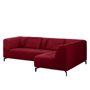 Canapé d'angle Rosewood Tissu - Rouge cerise - Méridienne longue à droite (vue de face) - Avec repose-pieds