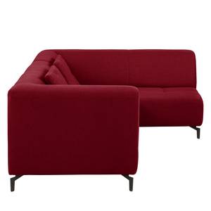 Ecksofa Rosewood Webstoff Kirschrot - Ottomane davorstehend rechts - Mit Hocker